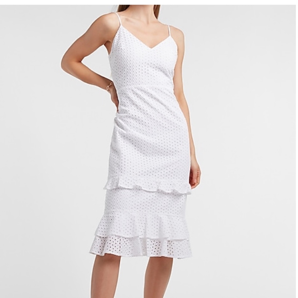 Eyelit Lace Tiered Ruffle MIDI Dress - Size Small